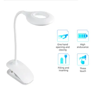 Luminária led de mesa portátil e criativa, controle por toque, operada por bateria, flexível, recarregável, para estudo, leitura, com braçadeira