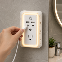 Multiprise intelligente 7 prises avec protection USB-C, adaptateur mural, rallonge de prise US pour la maison