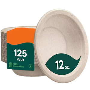 100% ciotole per zuppa monouso compostabili 12 once di piatti alimentari biodegradabili biodegradabili ecologici pesanti - Product Image 1