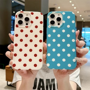 Custodia per telefono in stile Ins con motivo a pois neri retrò per <span class=keywords><strong>iPhone</strong></span> 17 <span class=keywords><strong>Pro</strong></span> Max 16 15 14 <span class=keywords><strong>13</strong></span>, <span class=keywords><strong>cover</strong></span> lucida alla moda antiurto IMD - Product Image 5