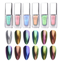 Liquide chromé professionnel 5ml, effet miroir métallique magique, poudre à ongles, liquide chromé magique