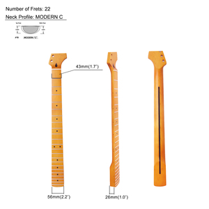 Manche de guitare ST en érable canadien, conversion baritone, longueur d'échelle 28 pouces, rayon <span class=keywords><strong>12</strong></span> pouces, trous de 10 mm, 22 frettes, finition satinée, double action - Product Image 5