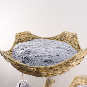 شكل فريد جميل خشبي برج شجرة القط دائم طبيعي أثاث شجرة القط مع حبل الجوت - Product Image 4
