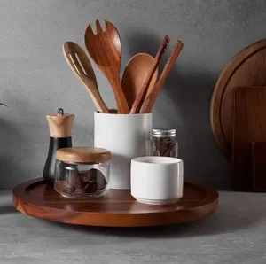 Bandeja giratoria de madera para cocina, organizador de Acacia <span class=keywords><strong>Lazy</strong></span> <span class=keywords><strong>Susan</strong></span> para encimera - Product Image 3