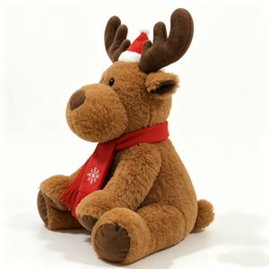 Personaliza un reno de peluche marrón y esponjoso, un reno de peluche suave para sentarse, un lindo reno de peluche navideño. - Product Image 2