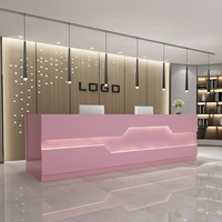 Comptoir de réception de bureau, comptoir lumineux, minimaliste, moderne, personnalisable, comptoir de bar commercial de luxe