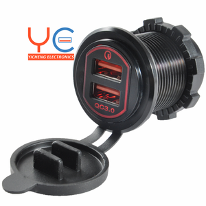 Carcasa de aluminio CC de 12-24V, cargador de coche QC3.0 con puerto USB Dual de 3A + 3A - Product Image 5