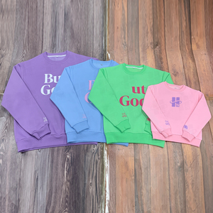 เสื้อสเวตเชิ้ตคอกลมโอเวอร์ไซส์ทรงหลวม พิมพ์ลายพัฟฟ์ ปักลายตามสั่ง ขายส่ง สำหรับผู้หญิง - Product Image 5