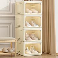 Boîte de rangement à chaussures pliable en plastique PP transparent de style européen, anti-poussière, épaissie, gain de place, organisateur de dortoir