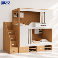 Lit superposé multifonctionnel avec tiroirs pour petits appartements