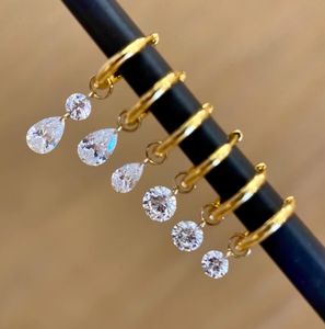 Pendientes de Titanio ASTM-F136 de Alta Calidad <span class=keywords><strong>Gaby</strong></span> con Circonita Cúbica Corte Pera Clásico, Joyería Fina al por Mayor - Product Image 3