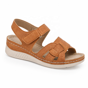 <span class=keywords><strong>Sandalias</strong></span> Cuña <span class=keywords><strong>Mujer</strong></span> Verano Ajustable Velcro Correa Trenzada Plantilla Suave Acolchada Antideslizante Ortopédica - Product Image 4