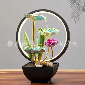 น้ำพุตั้งโต๊ะรูปดอกบัว สูง 31 ซม. พร้อมไฟแบ็คไลท์ ของตกแต่งสำนักงาน - Product Image 2