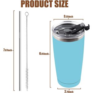 Gobelet isotherme OEM en acier inoxydable de 20 oz avec couvercle et paille, réutilisable pour la maison, les voyages, le bureau et l'extérieur - Product Image 3