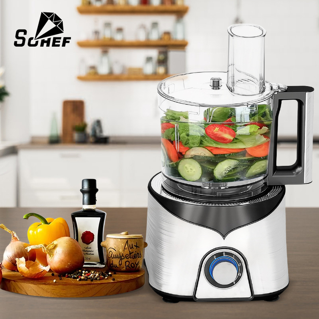 Industrial 1000W Stainless Steel Plastic Electric Food Processor 2.5L Capacity Portable 5-in-1 Household BPA Free Grinding