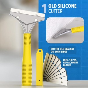 Stainless Steel <b>Grout</b> Cleaner <b>Tool</b> Set 25 Pc With Replacement Blades <b>For</b> Sealant <b>Removal</b> And Crack Cleaning - Product Image 1