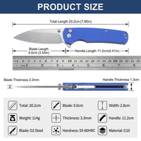Couteau pliant tactique portable, couteau de poche pour le camping en plein air, lame D2, manche G10, couteau de chasse Bushcraft, logo personnalisé OEM T0036