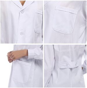 Tissus de blouse de laboratoire durables pour un port prolongé Blouse médicale en poly coton à manches longues Blouse de laboratoire blanche unisexe pour les hôpitaux uniformes - Product Image 3