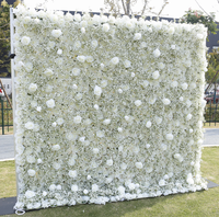 Groothandel Hoge Kwaliteit Rozen Bloempaneel Kunstmatige Witte Rozen Bloemenwand Achtergrond 8ft X 8ft voor Bruiloft Evenement Decoratie