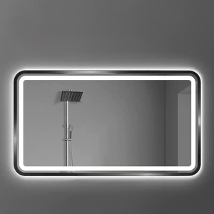 Espejo de Baño LED Rectangular Redondeado con Marco Dorado, Espejo de Vanidad de Pared con Doble Anillo Retroiluminado y Control Táctil - Product Image 6