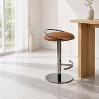 Tabourets de bar commerciaux de luxe durables avec structure en métal, revêtement en cuir PU, pivotants, réglables, base en acier inoxydable pour café, bar, club