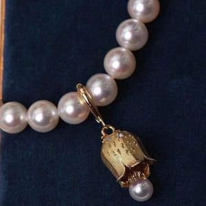 Colgante de Plata S925, Accesorio para DIY con Soporte Vacío, Collar de Campanas de Viento con Cuentas de 6-8mm, Collar de Perlas 30465 - Product Image 4