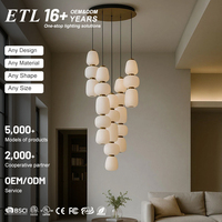 Décoration intérieure moderne, lustre suspendu en verre personnalisé avec LED en acier inoxydable pour villa, hôtel, hall d'entrée, escalier