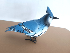 Oniya 블루 제이 메탈 버드 가든 마당 조각 예술 대형 현실적인 서있는 수제 Bluejay 장식 레드 추기경 동상 - Product Image 3