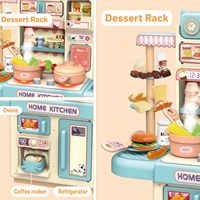 Jouets de cuisine pour enfants Mini table alimentaire en plastique et ensemble d'ustensiles de cuisine avec lumière et vaporisateur