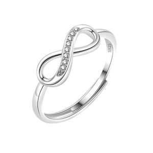 Anillo De Ansiedad Platinum Plated Women <b>Adjustable</b> Intertwined 8 Shape <b>Ring</b> Figure Infinity Sign <b>Ring</b> Cubic Zirconia <b>Ring</b> - Product Image 5