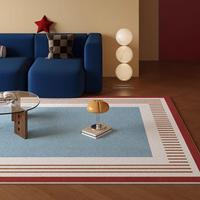 Tapis en velours cristal de style chinois moderne pour salon et chambre à coucher, motif géométrique, poils longs, lavable à la main