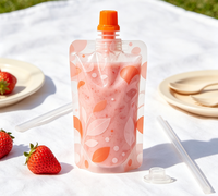 Pochette souple personnalisée en PET/PE avec bec verseur, imprimée sur mesure, pour boissons, jus et liquides, avec bouchon à vis