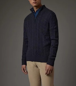 Suéter con Capucha y <span class=keywords><strong>Cuello</strong></span> <span class=keywords><strong>Alto</strong></span> de Lana/Cachemira para <span class=keywords><strong>Hombre</strong></span>, Tallas Grandes, con Cierre de 1/4, Diseños Personalizados con Logotipo, ODM, Invierno - Product Image 4