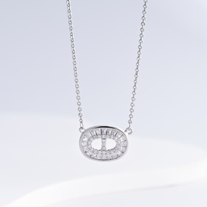 Collier en argent sterling 925 plaqué or avec pierre rose, motif clé, pour femme, style coréen, plaqué rhodium, vente en gros - Product Image 2