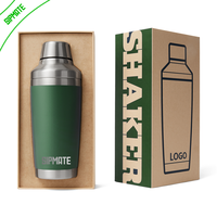 Ensemble de shaker de conception nouvelle avec couvercle doseur, mélangeur à martini Boston isolé en acier inoxydable, cadeaux de Noël pour hommes et femmes