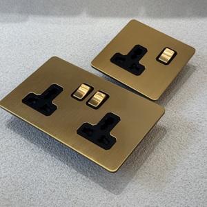 86 điện phổ kim loại Key chuyển đổi ánh sáng chuyển đổi khung thép không gỉ Vàng Châu Âu đa chức năng Ổ cắm ổ cắm 250V 2WAY - Product Image 3