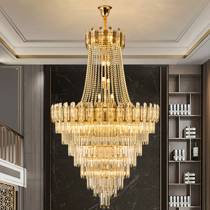 Modern Crystal Chandelier Round Multi Head LED <b>Light</b> For Living Room And Dining Room High Ceiling Villa Luxury <b>Lighting</b> - Product Image 1