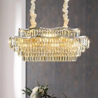 Lustre de plafond rond de luxe pour intérieur, en fer, hauteur réglable, noir et or, LED, moderne, en cristal, luminaires suspendus pour la maison
