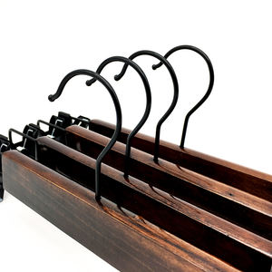 Venta Directa de Fábrica, Perchas Modernas de Madera, Logotipo Personalizado, Gancho Metálico Multifuncional Resistente, 35x1.2cm, Alta Calidad - Product Image 2