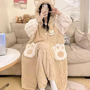 <span class=keywords><strong>Pigiama</strong></span> Invernale <span class=keywords><strong>Oversize</strong></span> con Cappuccio, Comodo e Carino, Set in Flanella, Vestaglie da <span class=keywords><strong>Donna</strong></span>, Abbigliamento da Casa - Product Image 6