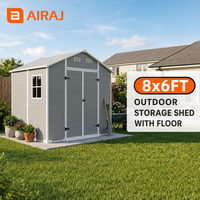 Abri de jardin AIRAJ en résine imperméable, maison de rangement pour outils en plastique d'extérieur avec fenêtre pour jardin et cour arrière
