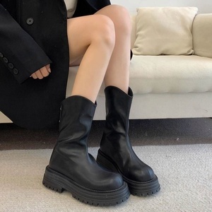 New Fashionable Brown Winter Lace-up Zip Mid Calf Women's <b>Boots</b> for Autumn/<b>Spring</b>/Summer & All Seasons - Product Image 3