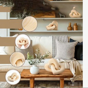 Wooden Double Ring Craft Ornament <b>13</b>.5cm Heart Shape With Backlight Living <b>Room</b> Desktop Decoration Valentine's Day Minimalist - Product Image 3