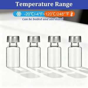 Flacons en verre vides personnalisés avec logo couleur imprimé, bouteilles pharmaceutiques stériles avec bouchon en caoutchouc pour sérum de soin et médicaments - Product Image 5
