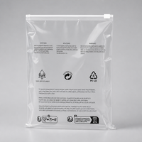 Sacs refermables en LDPE transparent avec avertissement multilingue de suffocation pour l'emballage des vêtements, sacs en polyéthylène personnalisés imprimés