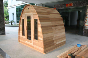 Sauna extérieur moderne HELIUS avec panneau de commande informatique, en bois de cèdre rouge massif, capacité 4 personnes, pour villa et jardin. - Product Image 4