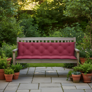 เบาะรองนั่งกลางแจ้งผ้าอ๊อกซ์ฟอร์ดสีไวน์แดงใยกลวงรูปทรงสี่เหลี่ยมผืนผ้ากันน้ำสำหรับสวน ชุด 2 ชิ้น - Product Image 2