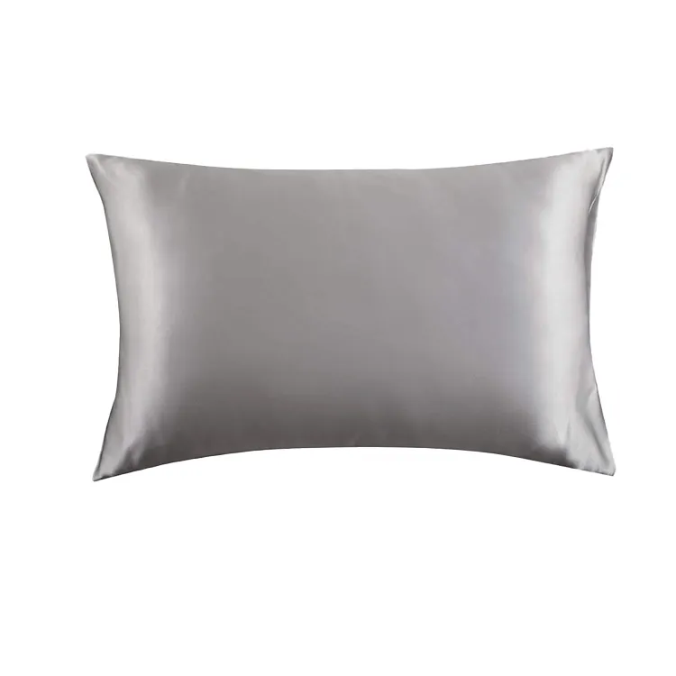 Funda de almohada de satén Bedsure para el cabello y la piel Queen Silver Grey Silk Funda de almohada de satén