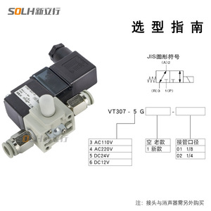 Vanne solénoïde à trois voies à deux positions à haute température, commande de vide, directionnelle VT307-5D1-01/4D1-02, personnalisable par le fabricant d'équipement d'origine - Product Image 2