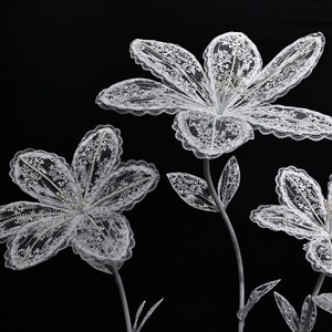 LANJO <b>White</b> <b>Lace</b> Flower Art Installation Elegant Vintage Modern Giant Floral Backdrop Decoration for Wedding Party Stage Indoor - Product Image 4